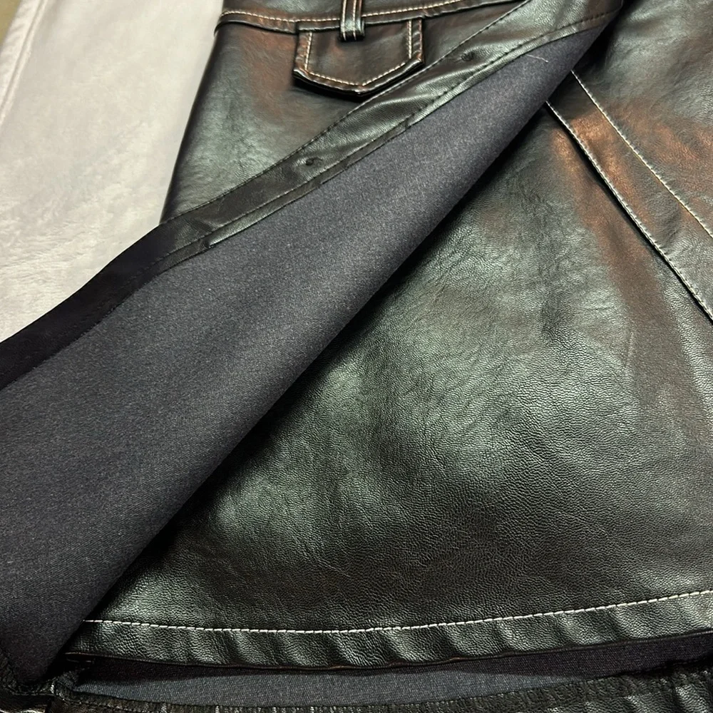 Storets Faux Leather Asymmetrical Black Skirt Jr L